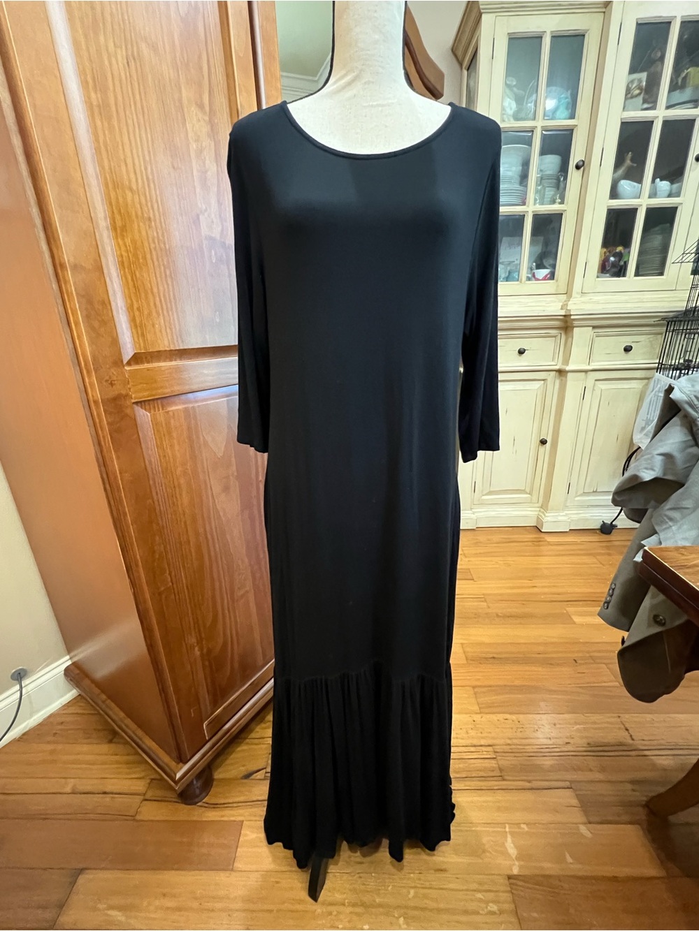 Annabelle Black Maxi Dress with Ruffle Hem